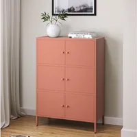 skølm Kommode Atriona aus Metall (Terrakotta, 3 Fächer & 6 Türen), Metallschrank 113,5 x 80 x 38 cm, auch verfügbar mit 2 Fächern