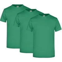 James & Nicholson T-Shirt 3er Pack Komfort-T-Shirt aus strapazierfähigem Single Jersey JN002 (Spar-Set, 3er-Pack) Hochwertiges T-Shirt in sehr großer Farbauswahl