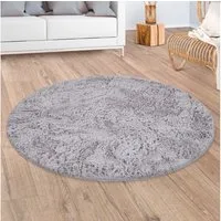 Paco Home Hochflor-Teppich Silky 591, rund, Höhe: 37 mm, Uni Farben, besonders weich und kuschelig