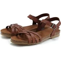LASCANA Sandalette, Sommerschuh, offener Schuh, Sandale aus Leder mit Korkfußbett