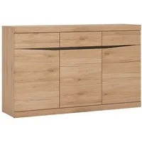 Lomadox Sideboard SANFORD-129, San Remo Eiche hell Nb., 3 Türen, 3 Schubkästen, Softclose