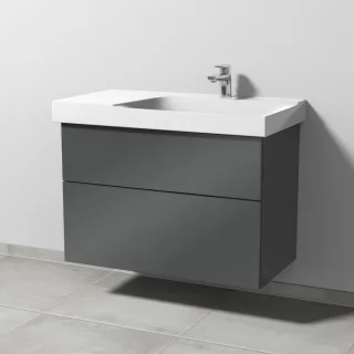Sanipa 3way Waschtischunterbau zu Geberit Xeno2 Waschtisch mit 2 Auszügen, Anthrazit-Glanz SF66379