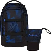 Satch Schulranzen Schulrucksack-Set PACK Seismic Blue 2-teilig (2-teilig), ergonomisch, Your-Size-System, 5 Fächer