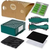 PRIMEBAG Staubsaugerbeutel 10 Beutel Filter Rundbürsten Set kompatibel zu Vorwerk Tiger 251 252