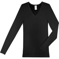 HERMKO Unterziehshirt 13680 Damen langarm Unterhemd mit V-Ausschnitt longsleeve