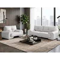 Beautysofa Polstergarnitur OMEGA 3+1 Sofa Set Wohnzimmer Garnitur Kunstleder Couchgarnitur, (modern klassisch bequem, 3-Sitzer Big-Sofa mit Sessel), verschiedene Farben