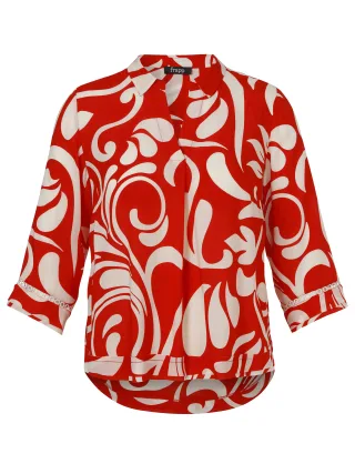 Frapp - Bluse Kragen 3/4 Arm Druck red/butter - Gr. - 50