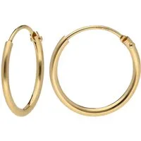 trendor Paar Creolen 15171, für Damen Gold 585 / 14K Breite 1,3 mm Ø 15 mm