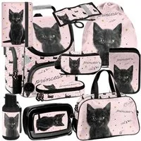 PASO Schulrucksack (Schulset, 10-tlg), Katze, 10-tlg. Set, Rosa