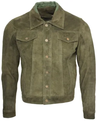 Trucker-Jeansjacke aus Ziegenwildleder