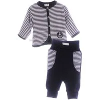 La Bortini Sweatjacke Baby Anzug Jacke und Hose gestreift mit Anker