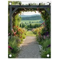 OnlyWow Poster für Garten Ausblick - Landschaft - Natur - Gartenbogen - Blumen, Gartenposter, Outdoor Bilder, Gartendeko für draußen, 30x40 cm