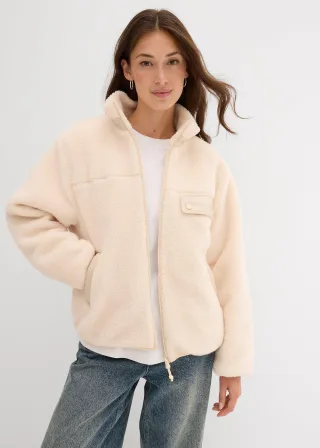 bonprix Teddy-Fleece Jacke, beige, Gr.34, Kuschelige Fleecejacke aus Teddy-Fleece