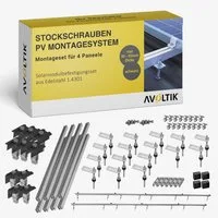 avoltik Solarmodul-Halterung PV Halterung Blechdach Montageset für 4 Module, (Montage-Set, Set für 4 Module, 200 mm Stockschrauben mit EPDM-Dichtung, Robust, Witterungsbeständig)