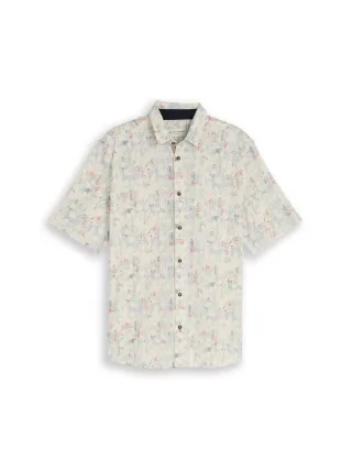 Tom Tailor - Comfort Fit Kurzarmhemd mit Muster offwhite structure design - Gr. - XXL