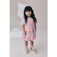 Next Tüllkleid Kurzärmeliges Kleid mit 3D-Blumendetails (1-tlg)