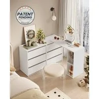 SONGMICS HOME Kommode, Kommode, Schrank mit Regal, Schminktisch, L-förmig, Toolless