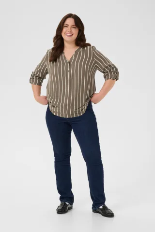 Langarm-Bluse KCsida Langarm-Bluse Regular fit brown white
