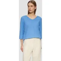s.Oliver 3/4 Arm-Pullover Sweatshirt Strukturiertes Jersey-Sweatshirt mit V-Ausschnitt und 3/4-Ärmeln