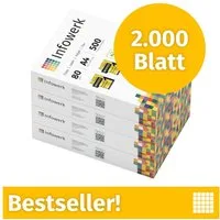 Infowerk Druckerpapier Kopierpapier 2000 Blatt A4 80g Premium Weiß Testsieger PEFC, PEFC-Zertifikat (GFA-PEFC-COC-500582)