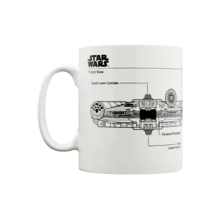 Star Wars - Kaffeebecher "Millennium Falcon", Skizze (Weiß/Schwarz)