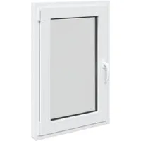vidaXL Fenster Kellerfenster RISOR 60 x 90 cm PVC und Glas Weiß, (1 St)