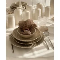 EKA Geschirr-Set Lotus Beige Flower Teller-Set (24-tlg), 6 Personen, Porzellan