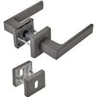 SO-TECH® Drückergarnitur Türdrücker CUBE anthrazit 120 x 22 mm Vierkant 8 x 8 mm, Buntbart Türgarnitur für Zimmertür Rosettengarnitur