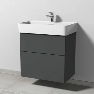 Sanipa 3way Waschtischunterbau zu Laufen VAL Waschtisch mit 2 Auszügen, Anthrazit-Matt SM82222