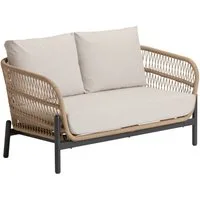 Dehner Gartenlounge-Set Lounge-Sofa St-Etienne, 2-Sitzer, inkl. Polster, 146 x 75 x 80 cm, modernes, hochwertiges Outdoor-Sofa mit wasserabweisendem Bezug
