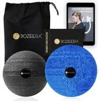 BOZEERA Massageball Faszienball Set zur Massage von Schulter, Rücken - 10 & 8cm, Inkl. Video, Booklet & Tasche– Premium Faszienball Set