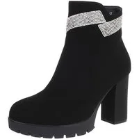 Ital-Design Damen Freizeit High-Heel-Stiefelette (87108951) Blockabsatz High-Heel Stiefeletten in Schwarz