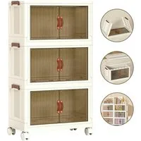 Simloveve Stapelbox Faltbare Aufbewahrungsbox mit Deckel Groß mit Türen und Rädern, groß stapelboxen für Haus und Büro Organisation und Lagerung