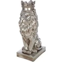 GILDE Skulptur LÖWE Skulptur - Höhe 70 cm - silber aus Magnesia - Dekoration - Garten (1x Löwenskulptur, Figur - Wohnaccessoires), moderne Skulptur - Deko - Schlafzimmer - Wohnzimmer