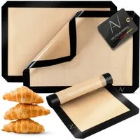 AVANA Backmatte aus Silikon Wiederverwendbare Backfolie Teigmatte Backunterlage, Silikon (3er Set), antihaftbeschichtet, rutschfest, hitzebeständig
