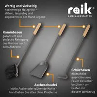 Raik Kamingarnitur Raik Kaminbesteck Otto, 3-teilig, grau, Holzgriffe, 64 cm