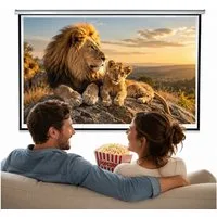 Mucola Beamerleinwand 120" Leinwand 244x182 Beamer FFB Heimkino 16:9 4:3 1:1 Rolloleinwand (Besseres Kontrastverhältnis)