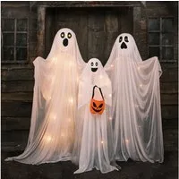 Lights4fun LED Dekofigur LED Halloweendeko Gibbons Geisterfamilie