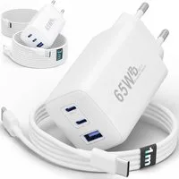 GreenHec 65w USB-C Ladegerät Mehrfach GAN Mehrfachstecker USB-A Charger Schnelllade-Gerät (50 mA, Spar-Set, Universelle Kompatibilität, 3 fach Netzteil Adapter Macbook quick charge Ladestation type c port)