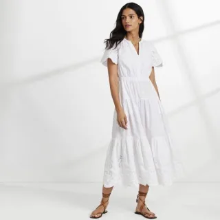 Besticktes Maxikleid aus Baumwolle für Damen, Damen, size: regular, Weiß, Baumwolle, by Lands' End