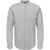 ONLY & SONS Langarmhemd Leichtes Leinen Langarm Slim Fit ONSCAIDEN LS MAO STRIPE LINEN SHIRT NOOS