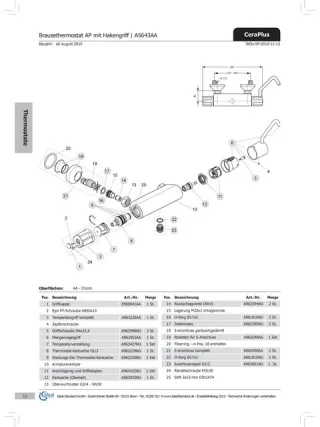 Ideal Standard Mengenregelgriff Thermit , A962953AA, A962953AA Chrom A962953AA