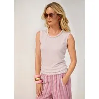 MADELEINE Kurzarmshirt Elegantes Kurzarm Sommeroberteil mit Strass Viskose-Shirt mit Rundhalsausschnitt, ärmellos