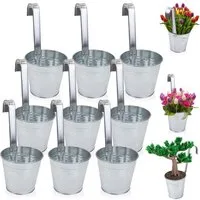 astor24 Pflanzkübel Hängetöpfe Zink (Blumentopf Garten Balkon Blumen Topf Kräutertopf Geländertopf, 9 Hängetöpfe), hochwertig verarbeitet