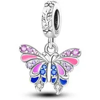 PANDACHARMS Bead Bunter Schmetterling Anhänger für Charm Armband, 925 Silber, Zirkonia