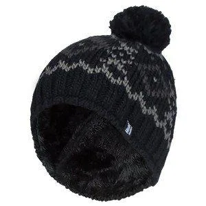 Herren Fleece gefüttert Thermal Winter Warm Beanie Bommelmütze mit Pom Pom