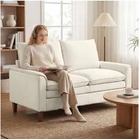 HOMCOM Loveseat doppellagiger Polsterung (Spar-Set, 1-St., 2er Sofa), Doppelschicht-Polsterung mit Federkissen