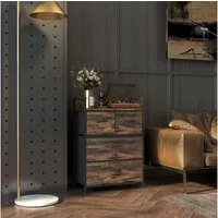 HOMCOM Kommode mit 4 Faltbaren Schubladen aus Stoff, Regal und Griff (Aufbewahrungsschrank, 1 St., Sideboard), für Wohnzimmer, Braun
