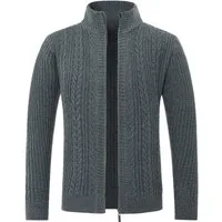 Allthemen Cardigan Herren Strickjacke mit Reißverschluss Grobstrick mit Stehkragen