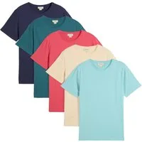 bonprix T-Shirt (Packung, 5-tlg., 5er) Regular Fit, Kurzarm, für warme Tage, aus Baumwolle und Viskose